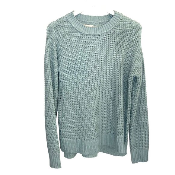 SO Waffle Knit Long Sleeve Crew Neck Sweater Coastal Beachy Travel Size S - Picture 1 of 9